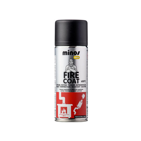 Σπρέι Βαφής Fire Coat Υψηλής Θερμοκρασίας Μαύρο 400ml Minos